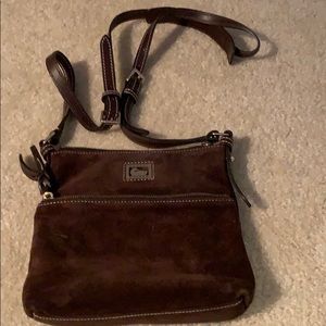 Brown suede Dooney & Bourke Crossbody bag